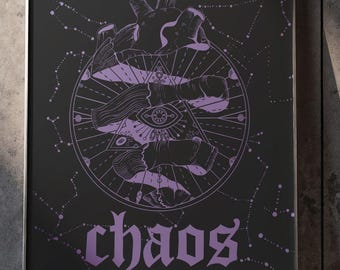 Chaos Wall Art Printable | Hand-Drawn Gothic Poster | Occult Digital Download | 5 PDF Sizes