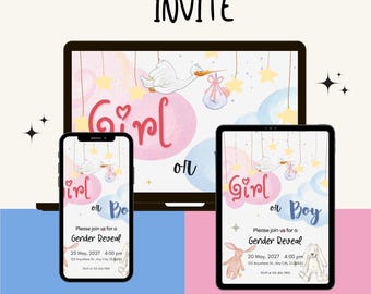 Editable Gender Reveal Invitation: Watercolor Baby Shower Template (Digital Download)