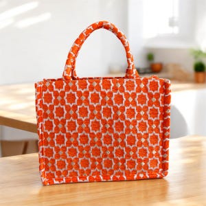 Handmade Moroccan Brocade Tote Bag, Gold Thread Detail image 12