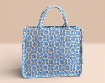 Handmade Moroccan Brocade Tote Bag, Gold Thread Detail