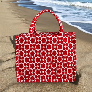 Handmade Moroccan Brocade Tote Bag, Gold Thread Detail image 16