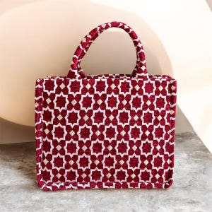 Handmade Moroccan Brocade Tote Bag, Gold Thread Detail image 11