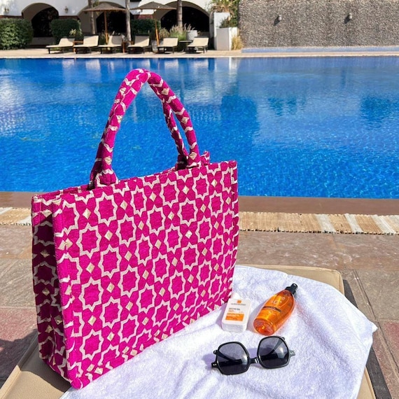 Handmade Moroccan Brocade Tote Bag, Gold Thread Detail