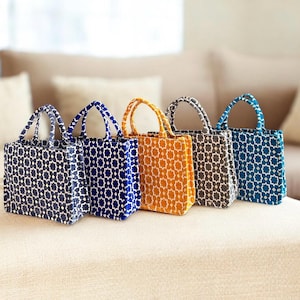 Handmade Moroccan Tote Bag – Zellij Geometric Pattern – Colorful Artisan Bag