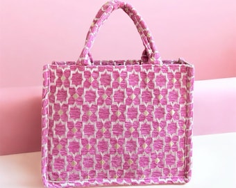 Handmade Moroccan Brocade Tote Bag, Gold Thread Detail