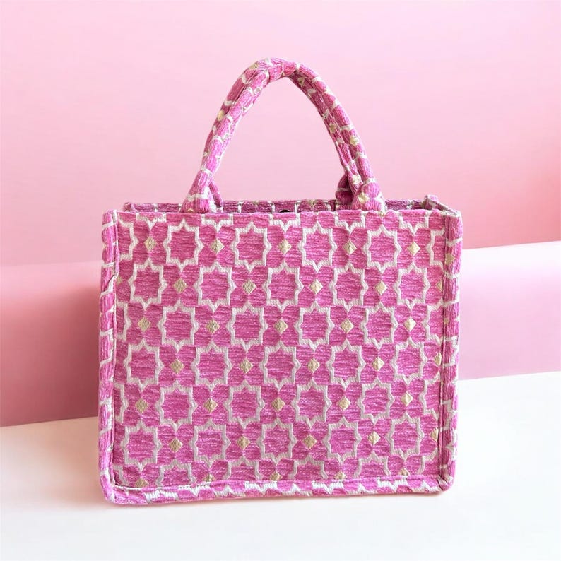 Handmade Moroccan Brocade Tote Bag, Gold Thread Detail image 10