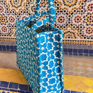 Handmade Moroccan Brocade Tote Bag, Gold Thread Detail image 4
