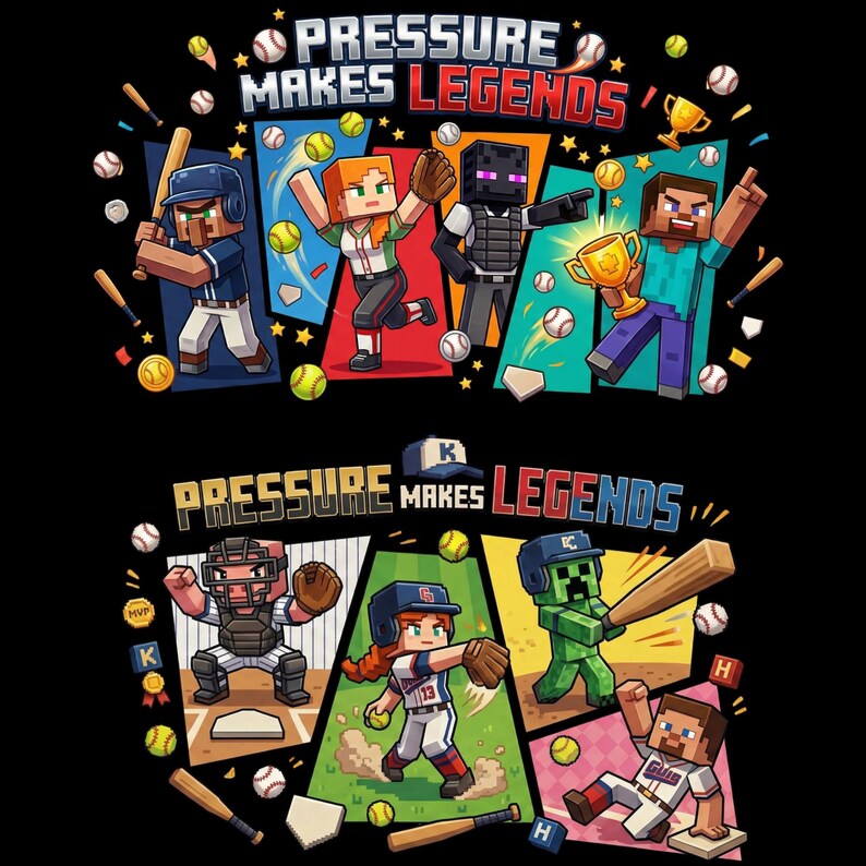 Minecraft Baseball PNG Bundle, Game Day Squad Designs, Game Day Png ...