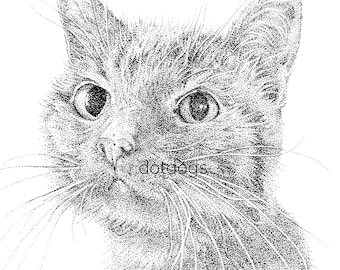 猫の点描画の即時ダウンロード - Etsy 日本
