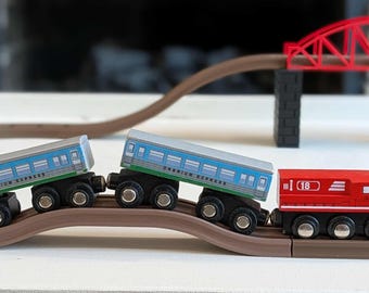 3D Printed Train Track Set with Bridge: Compatible with Brio, Thomas & Friends, Hape, etc.