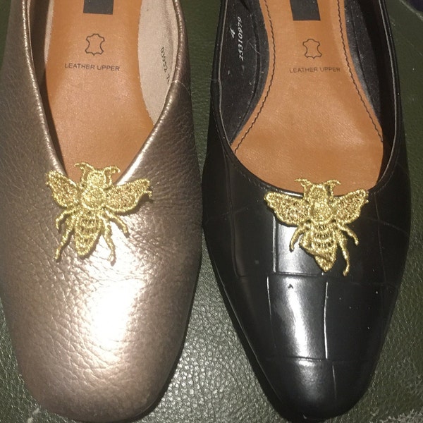 Gold bee shoe clips - match to bee brooch