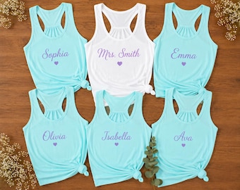 Personalized Bride Tank Top, Custom Name Bridesmaid Shirt, Bride Squad Matching Tank, Bachelorette Party Outfit, Bridal Shower Gift