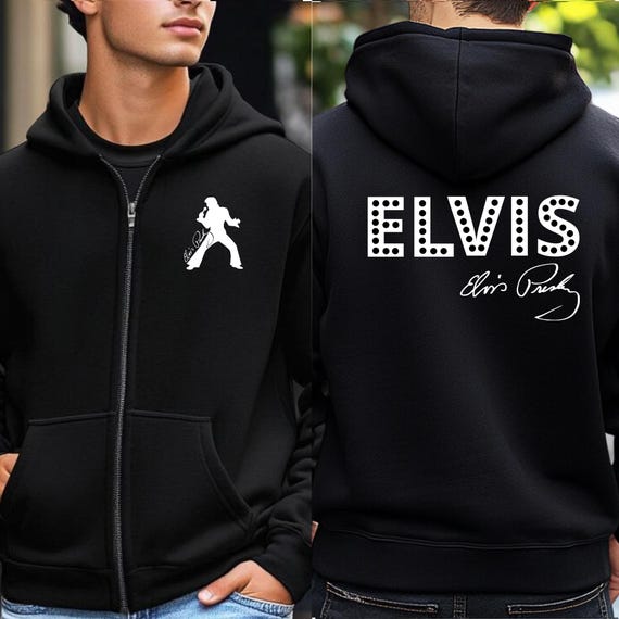 Elvis Zip Hoodie, Elvis Presley Full Zip Hoodie, Rock and Roll Hoodie, Music Fan Gift, Vintage Elvis Jacket, Unisex Zip Up Hoodie