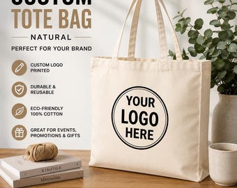 Custom Logo Tote Bag, Promotional Tote Bag, Branded Tote for Business, Company Logo Bag, Event Giveaway Tote, Corporate Gift