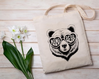 Mama Bear Tote Bag Cute Mom Gift Mothers Day Gift Bag Funny Mom Bag Canvas Shopper Bag Gift for Mom