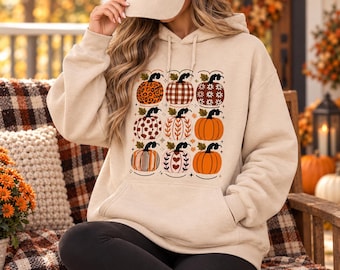 Boho Pumpkin Hoodie, Fall Pumpkin Sweatshirt, Cozy Autumn Pullover, Thanksgiving Hoodie, Cute Fall Outfit, Pumpkin Lover Gift