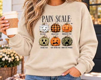 Pumpkin Pain Scale Sweatshirt, Funny Halloween Nurse Crewneck, Fall Pumpkin Shirt