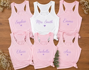 Personalized Tank Top, Custom Name Racerback Tank, Bridesmaid Gift, Girls Trip Shirt, Bachelorette Party Outfit, Beach Top
