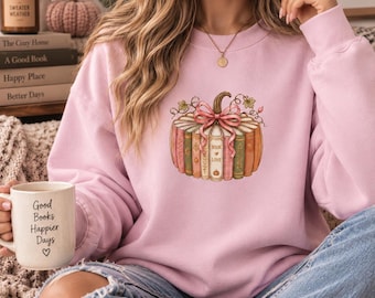 Book Lover Sweatshirt, Fall Reading Shirt, Pumpkin Books Crewneck, Cozy Reader Gift, Librarian Teacher Gift, Autumn Bookish Sweater