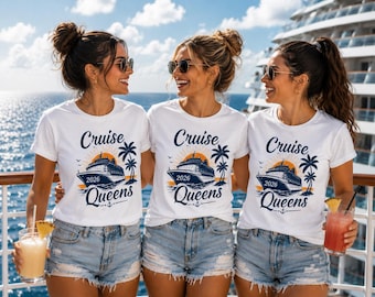 Cruise Queens Comfort Colors Shirt, Girls Cruise Trip Tee, Matching Vacation Shirt, Cruise Squad Gift, Custom Cruise Tee