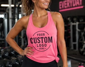 Custom Logo Tank Top, Personalized Gym Tank, Business Logo Racerback Tank, Fitness Team Shirt, Workout Tank, Custom Apparel