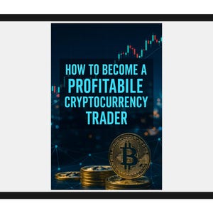 May include: Image of a digital graphic with the text "HOW TO BECOME A PROFITABLE CRYPTOCURRENCY TRADER" in teal. Bitcoin coins are stacked in the foreground. The background is a dark blue gradient with a stock market graph.