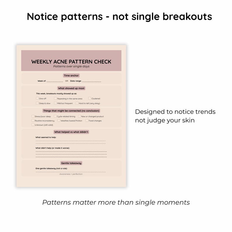 Weekly Trigger Log Acne Log & Trigger Tracker Printable | Gentle Weekly Acne Pattern Log ...