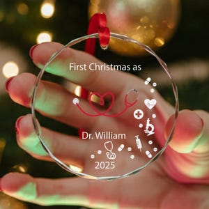 Personalized First Christmas as a Doctor Ornament, Healthcare Worker Gift, Medical School Gift, Doctor Graduation Gift, New Doctor Gift
