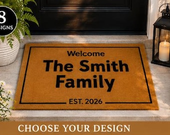Personalized Family Name Doormat | Custom Welcome Mat | Housewarming Gift | Last Name Door Mat | Custom Entry Rug | Wedding Gift