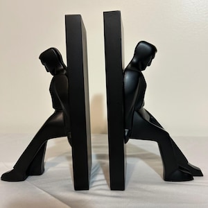 Minimalist Black Deco-Style Bookends Office Decor Collicott 1990s Vintage