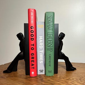 Minimalist Black Deco-Style Bookends Office Decor Collicott 1990s Vintage