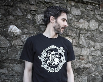 Feral Strumpet Logo Tee. Silkscreened Ouroboros Witchy T-Shirt.