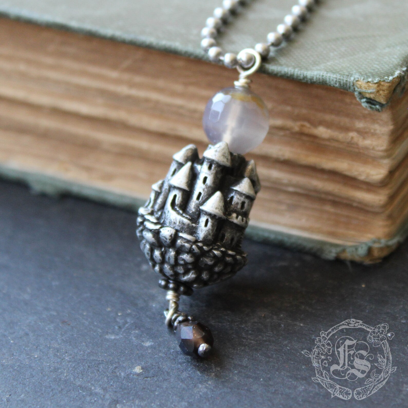 Floating Castle Pendant. Dark Fairytale Long Necklace for a Etsy