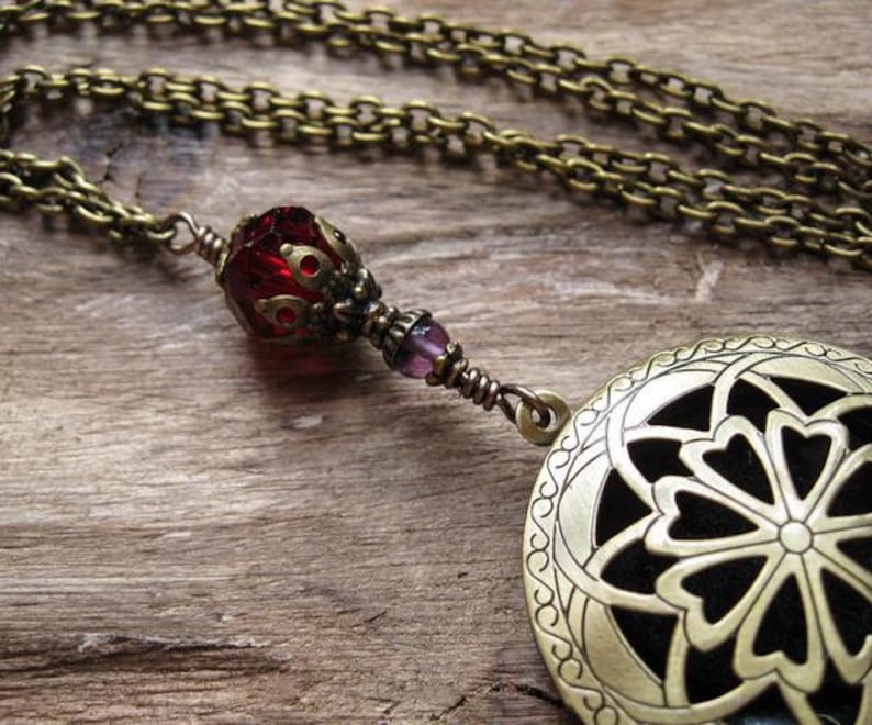 Scent or Perfume Locket in Antique Brass. Victorian Filigree Etsy