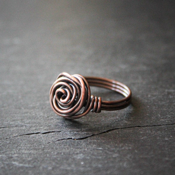 Glasgow Rose Ring in copper. US size 5 1/2 or UK size K.
