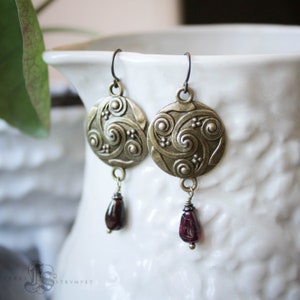 Celtic Earrings With Garnets. Daughter of the Picts. - Etsy