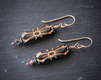 Rose Gold Deco Flower Earrings
