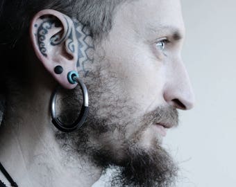 Custom Large Gauge Ear Weight Threaders. 4g Orbital Hoops.  Aluminium and Rose Gold, Gunmetal, Antique Brass or Black Coloured Copper.