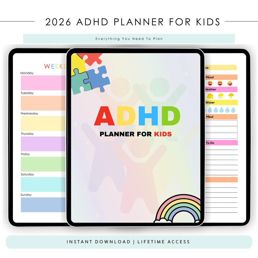 ADHD Planner for Kids Printable | Monthly, Weekly, Daily Routine | Time ...