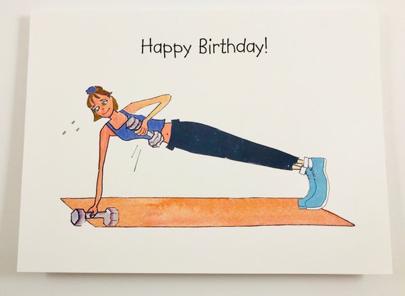 Workout Girl Card Girl Lifting Weights Exercise Card Etsy