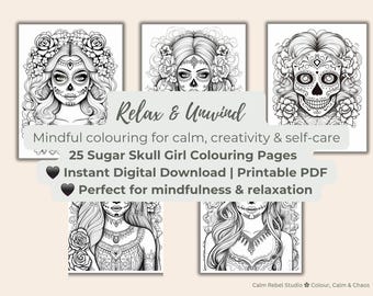 Sugar Skull Girl 25 Coloring A4 Pages