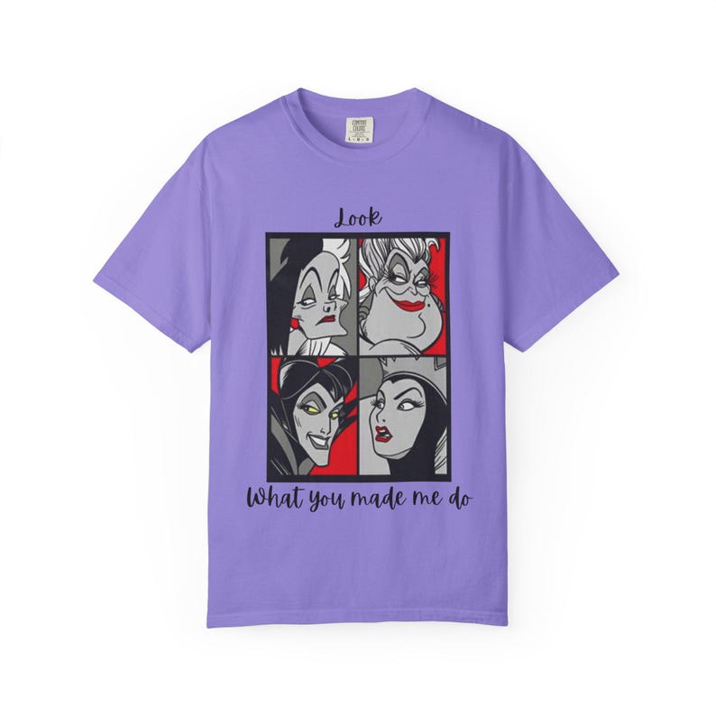 Camiseta Comfort Colours con retratos de la Reina Villana de Disney / Diseño Pop Art de Disney, Mira lo que me hiciste hacer, Regalo para ella, Camiseta Disney para ella imagen 13