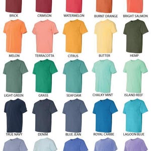 Puede incluir: Una colecci&oacute;n de camisetas de manga corta en varios colores, incluyendo blanco, negro, gris y varias tonalidades de rojo, naranja, verde y azul. Cada camiseta se muestra individualmente, mostrando las diversas opciones de color.