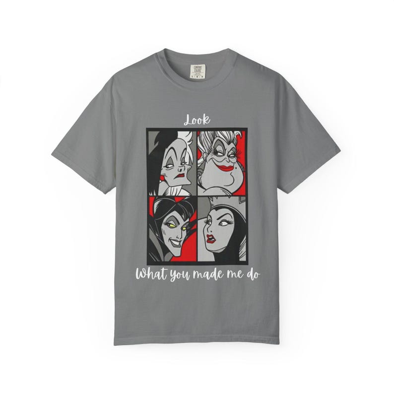 Camiseta Comfort Colours con retratos de la Reina Villana de Disney / Diseño Pop Art de Disney, Mira lo que me hiciste hacer, Regalo para ella, Camiseta Disney para ella imagen 3