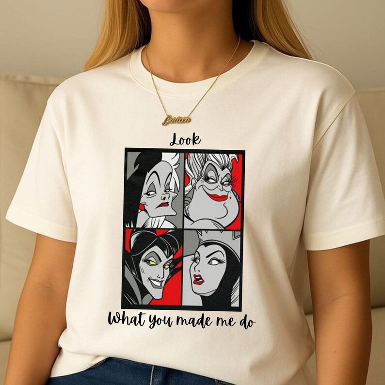 Camiseta Comfort Colours con retratos de la Reina Villana de Disney / Diseño Pop Art de Disney, Mira lo que me hiciste hacer, Regalo para ella, Camiseta Disney para ella imagen 4