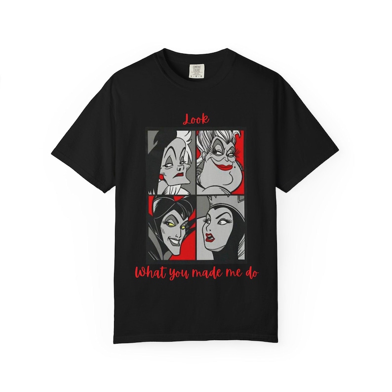 Camiseta Comfort Colours con retratos de la Reina Villana de Disney / Diseño Pop Art de Disney, Mira lo que me hiciste hacer, Regalo para ella, Camiseta Disney para ella imagen 2