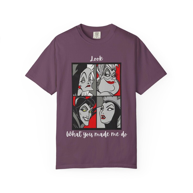 Camiseta Comfort Colours con retratos de la Reina Villana de Disney / Diseño Pop Art de Disney, Mira lo que me hiciste hacer, Regalo para ella, Camiseta Disney para ella imagen 15