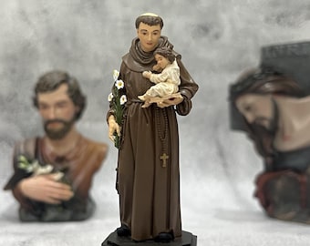 Standbeeld van Sint Antonius | Handgeschilderd katholiek beeld | Heilig decoratief geschenk | Handgemaakt