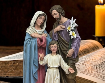 Heilige Familie Statue 30 cm | Handbemalte Joseph, Maria & Jesuskind Figur | Katholische Geschenk-Dekor