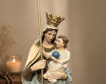 Standbeeld van de Maagd Maria met het kindje Jezus, 35 cm hoog | Handgemaakt katholiek beeld | Handgeschilderde decoratie